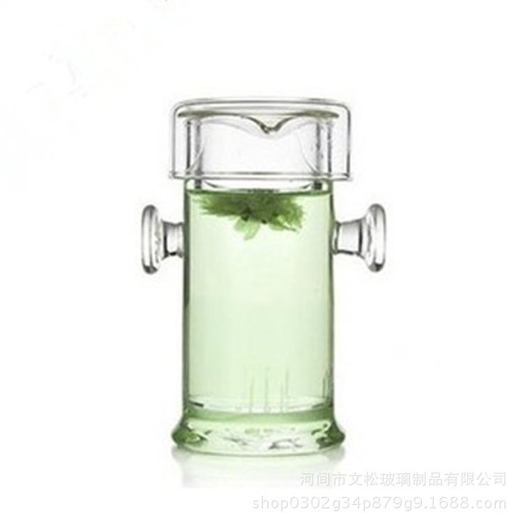 高硼硅玻璃茶具双耳杯红茶杯红茶壶白珠双耳壶简约茶壶玻璃茶壶