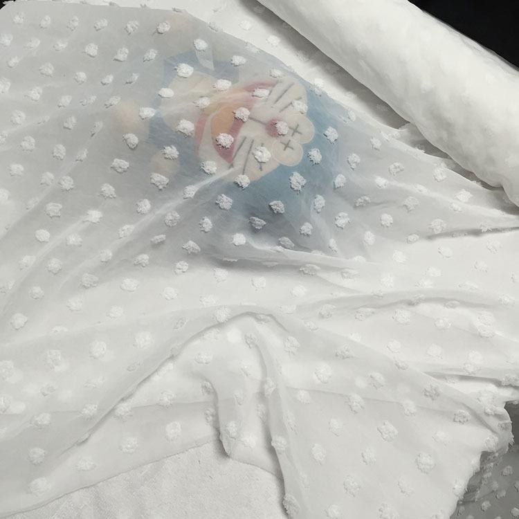 现货雪纺大毛球剪花面料春夏薄款女装雪纺衫连衣裙衬衫时装面料