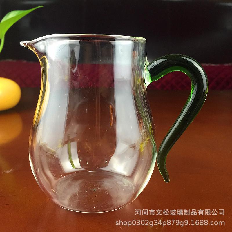 绿把玻璃尖嘴公道杯分茶器带茶漏泡茶茶海功夫茶具配件高硼硅