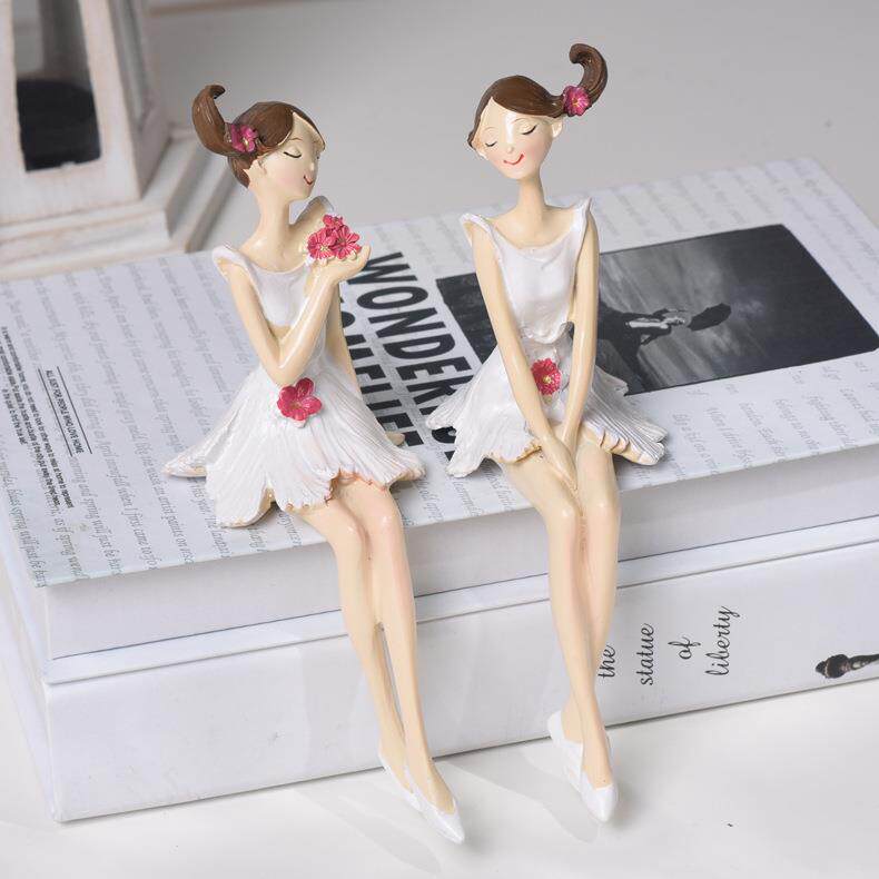 桌面摆件白衣天使坐款花仙子少女手工娃娃树脂工艺礼品家居装饰品