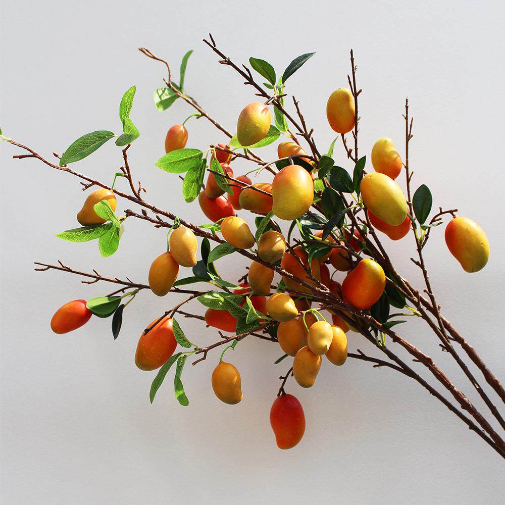 仿真果枝长枝芒果果枝树枝装饰花插花花艺摆件花材