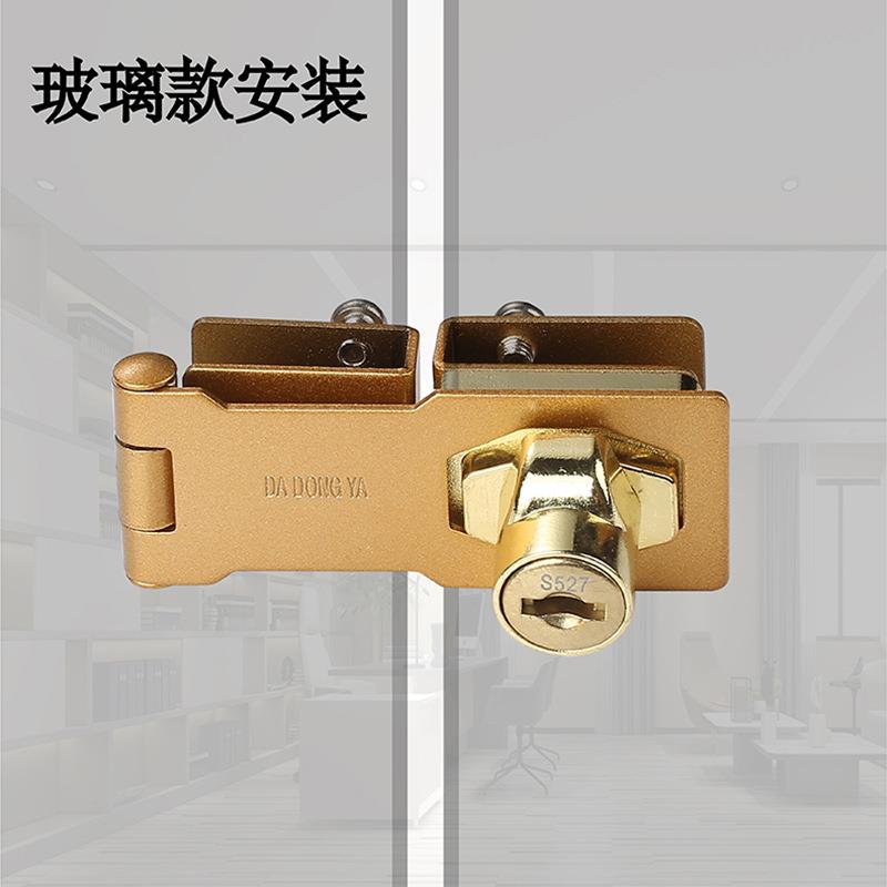 免打孔玻璃柜锁商场展示柜门锁单门橱窗锁柜台双开锁玻璃柜对带锁