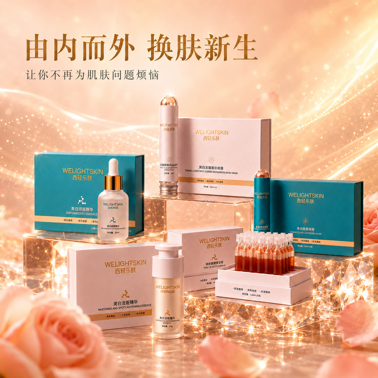 西轻乐肤面部护理套装淡斑精华祛痘修护补水保紧致舒缓湿护肤礼盒