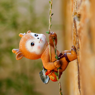 小鹿摆件动物壁挂件户外庭院攀登爬树管道民宿幼儿园阳台造景装饰