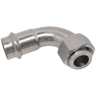 304薄壁不锈钢卡压式管件内丝活接90弯头移动螺母转换内螺纹弯头