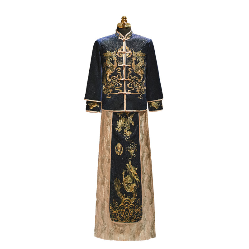 秀禾服男装中式礼服2023年新款新郎装结婚春季修身龙凤褂蓝色秀和,女装/女士精品,秀禾服,淘宝优惠券,粉丝福利购,淘宝优惠卷