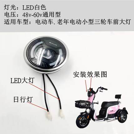 老年代步车电动三轮车前大灯电动车LED大灯休闲车小巴士大灯外卖