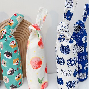 日式套结手挽杯套手提可爱狗狗保温杯保护套猫咪手拎水杯袋子