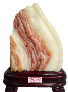 奇石观赏石猪肉石玉器客厅天然原石头家居创意室内装饰古玩摆件