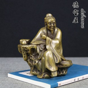 茶仙圣人铜像陆羽品茶纯铜茶圣茶仙摆件茶神摆设品家居茶具茶仙摆