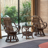 天然真腾藤椅三件套转椅阳台休闲看书桌椅新款 高端藤编椅单人家用