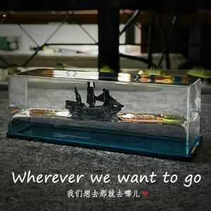 黑珍珠号乘风破浪游轮流体漂流永不沉没帆船桌面摆件海盗船车载