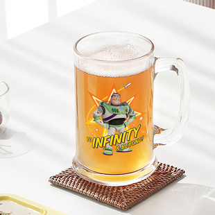 巴斯光年玩具总动员大容量高级感玻璃杯耐热啤酒杯印花水杯子男女