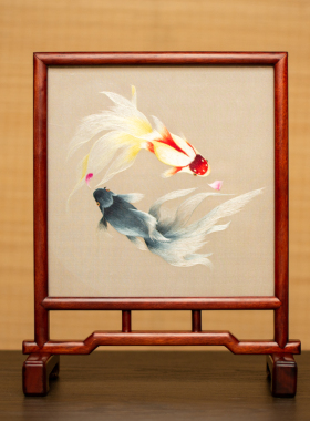 刺绣摆件成品古典双面绣桌面台屏苏州绣美中式小屏风家居饰品礼品