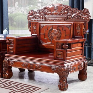 中式明清古典柏木沙发实木沙发客厅雕花别墅花梨木色彷古红木家俱