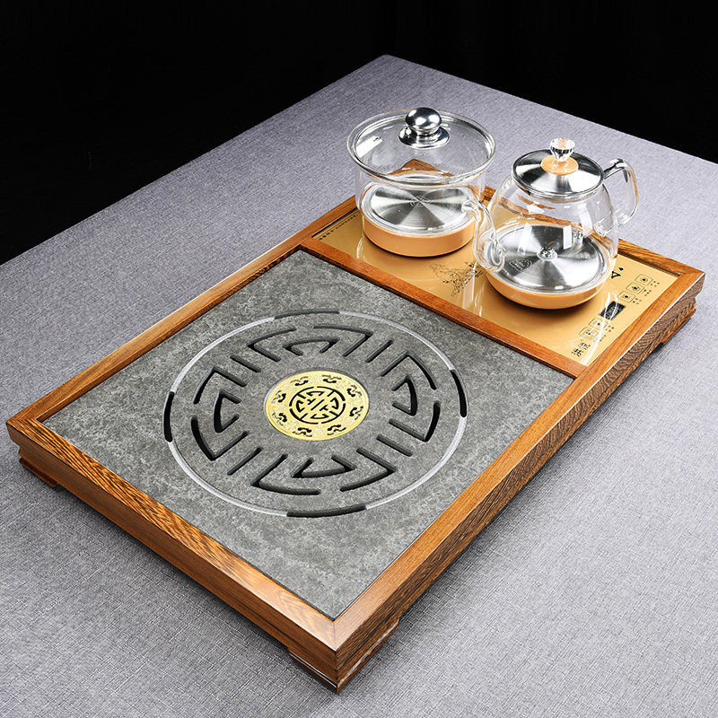 乌金石茶盘套装全自动一体底部上水实木黑檀小型高档家用带电磁炉