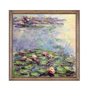 睡莲纯手绘油画挂画装饰画莫奈油画睡莲纯手工油画挂画名画临摹