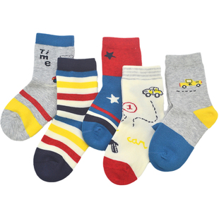 斑比儿童袜子纯棉小童中筒春秋全棉软班比男童无骨男孩秋冬季宝宝