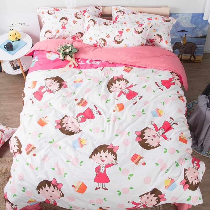 卡通可爱小丸子粉色儿童四件套1.5米床笠款女孩学生单人床单3件套,床上用品,床品套件/四件套/多件套,淘宝优惠券,粉丝福利购,淘宝优惠卷