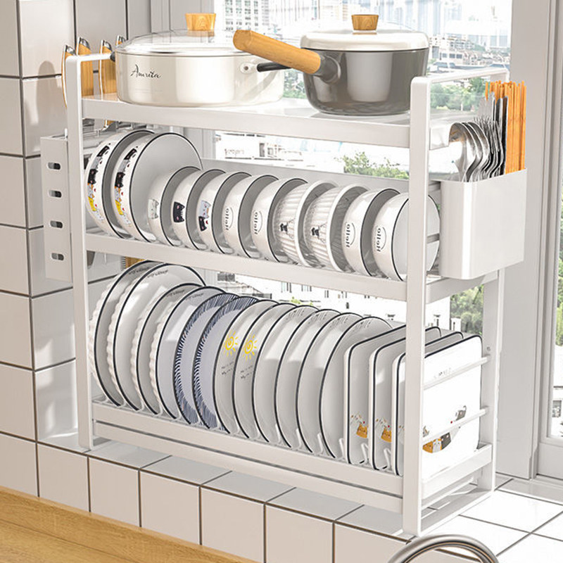 水槽边窄款碗碟碗盘收纳架台面小型碗柜厨房置物架放碗筷沥水碗架