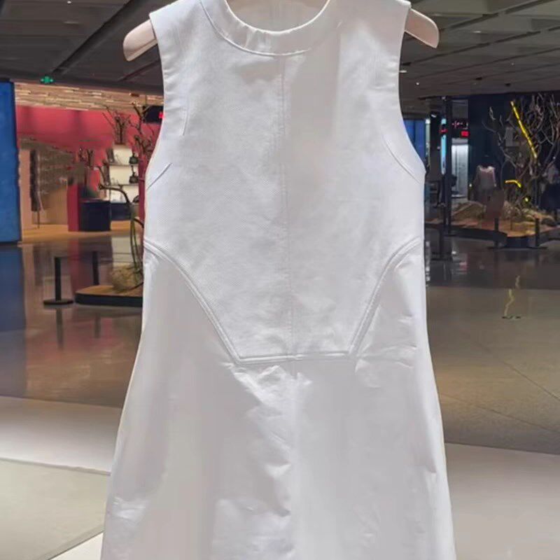 2024夏季小个子清纯气质显瘦休闲轻薄宽松白色短款无袖背心连衣裙