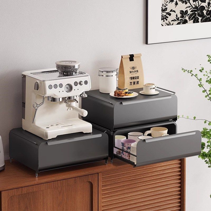 咖啡机置物架便捷桌面杯子收纳台面叠加收纳盒支架茶具防尘收纳架