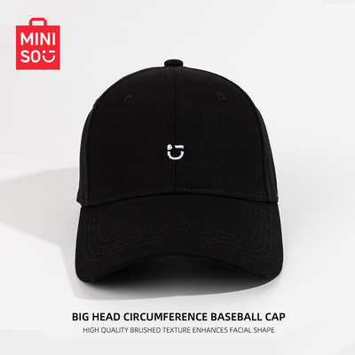 名创优品miniso帽子圆顶刺绣笑脸棒球帽韩版遮阳帽男女软顶鸭舌帽