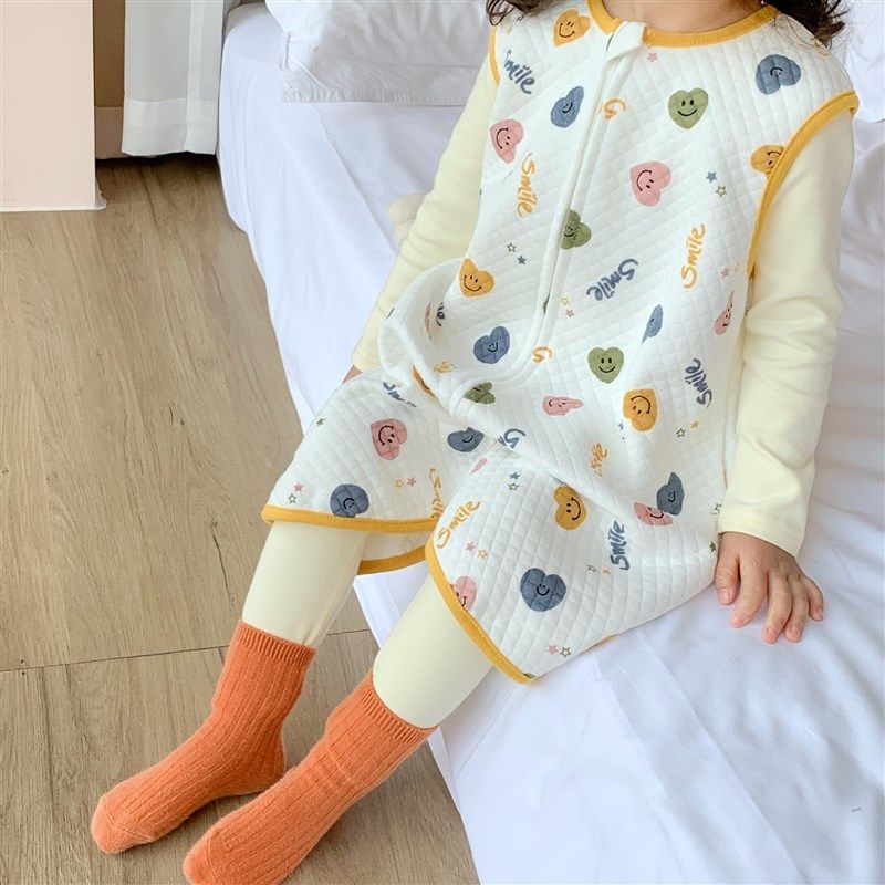 宝宝睡袋秋冬款保暖夹棉防踢被春秋款婴儿马甲睡衣儿童背心式加厚