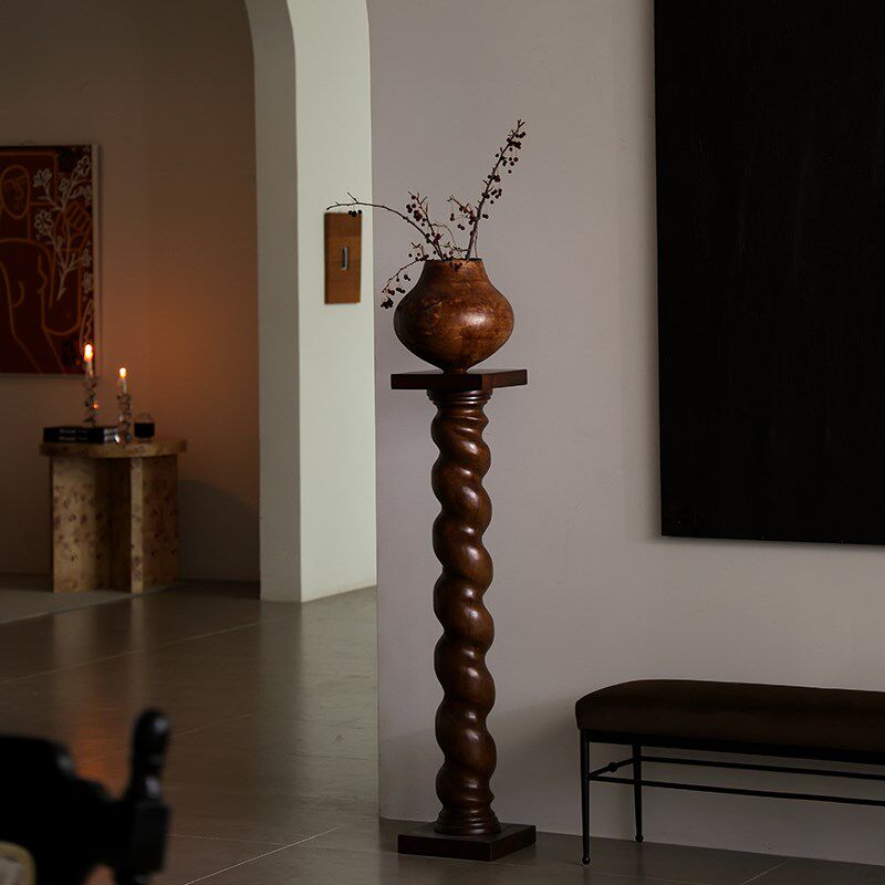 形上法式中古底座螺旋雕塑台柱子落地侘寂艺术摆件复古立柱装饰,家居饰品,落地摆件,淘宝优惠券,粉丝福利购,淘宝优惠卷