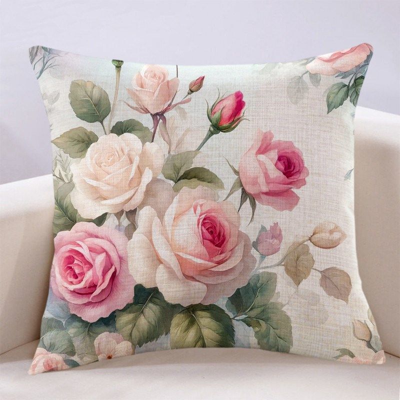 复古手绘文艺田园玫瑰抱枕飘窗沙发靠垫客厅卧室装饰靠背床上靠包,居家布艺,靠垫/抱枕,淘宝优惠券,粉丝福利购,淘宝优惠卷