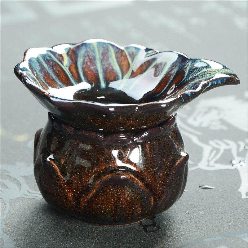 建盏窑变粗陶天目釉茶具套组配件茶道茶汤过滤茶漏组创意家用特价