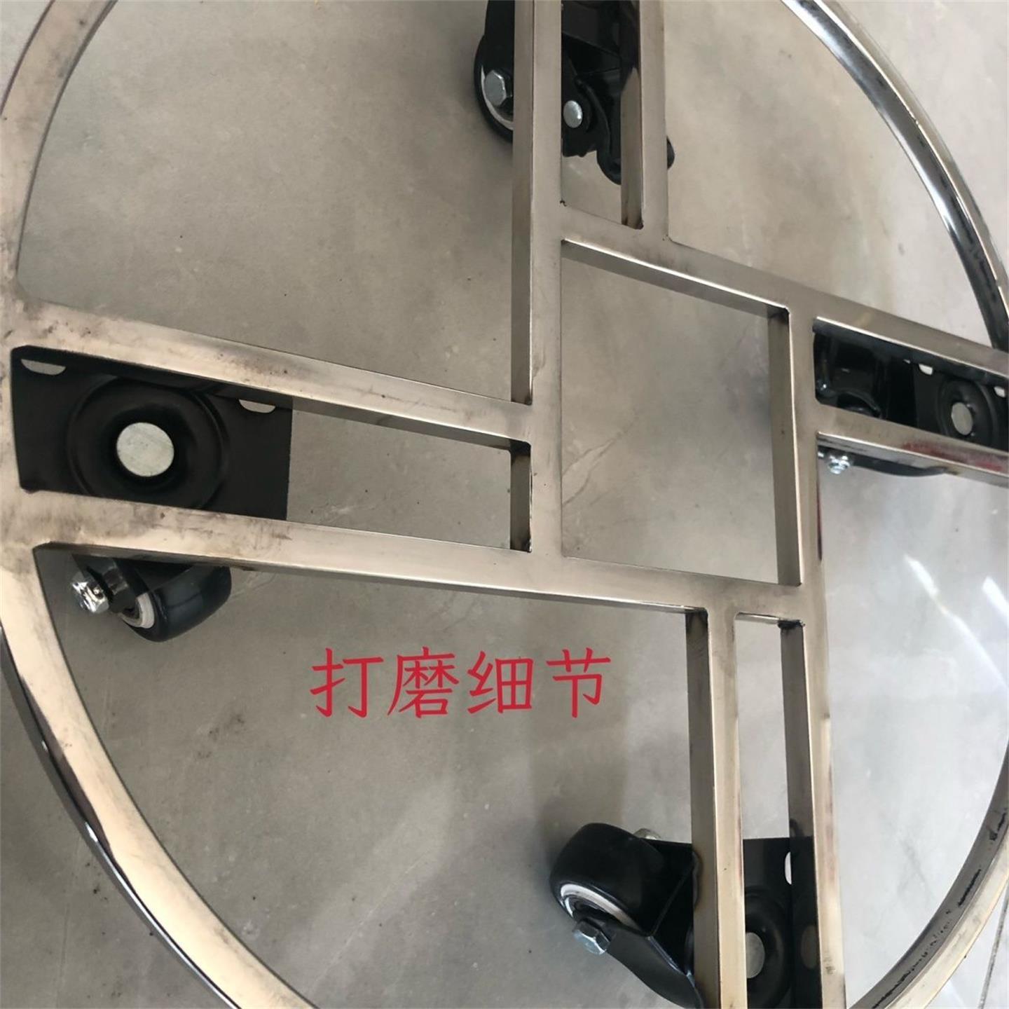 不锈钢圆形花盆托盘带万向轮盆景移动底座滚轮底盘桶架托架支架