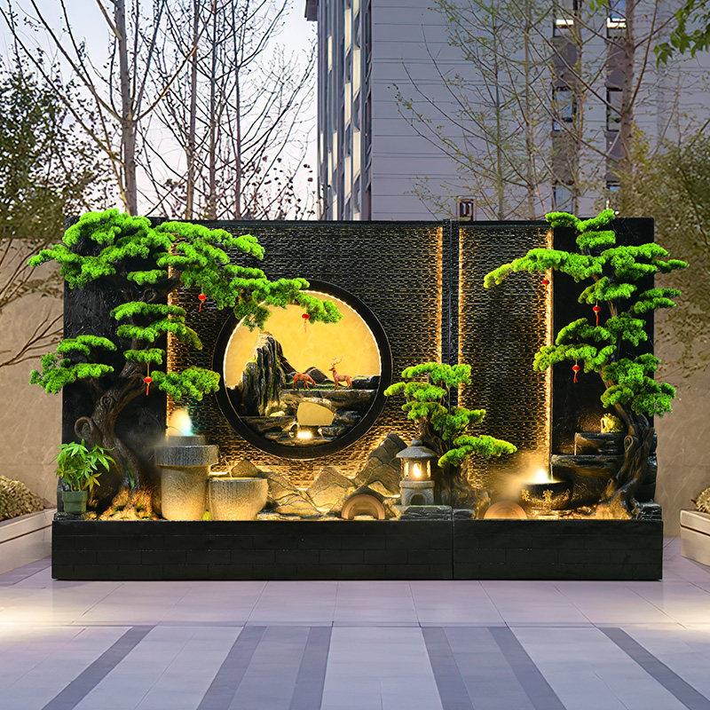 水幕墙流水隔断影壁墙屏风生意场所室内景观庭院假山石头造型摆件