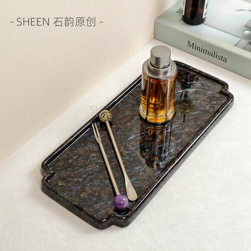 SHEEN石韵 天然大理石茶盘奢石干泡台玄关托盘茶几果盘摆件石材
