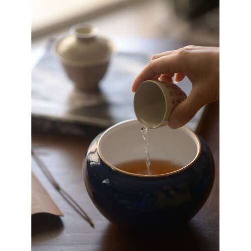 可以查看威夏福利草灰建水陶瓷茶洗茶渣罐碗家用大型茶道配件吗