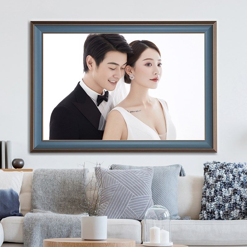 婚纱照相框挂墙定制放大结婚照洗相片全家福大尺寸打印油画布制作