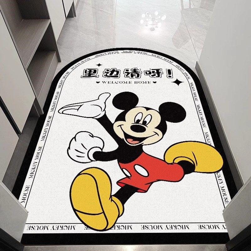 2024新款米奇入户门家用拱形玄关门厅可擦免洗皮革卡通地毯地垫