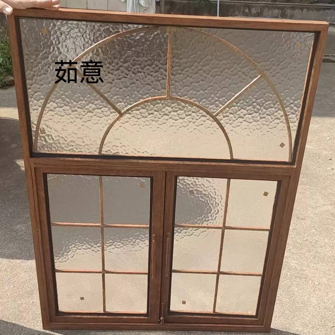 铝合金法式造型窗 法式木纹定制仿古防木纹色铝合金
