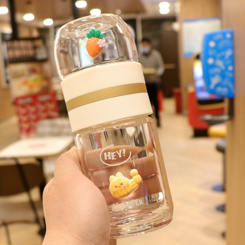 茶水分离泡茶杯双层玻璃杯子女士办公室水杯个人专用2024新款男生