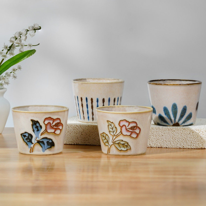 美浓烧立体浮雕女高端品茗杯粉色功夫茶具单杯釉下彩陶瓷喝茶杯,餐饮具,茶杯,淘宝优惠券,粉丝福利购,淘宝优惠卷