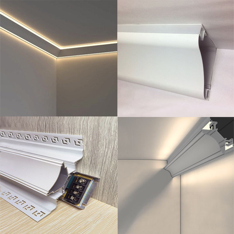 发光石膏线条灯免开槽免吊顶铝槽LED智能调色明装洗墙顶角线形灯,家装灯饰光源,室内LED灯带,淘宝优惠券,粉丝福利购,淘宝优惠卷