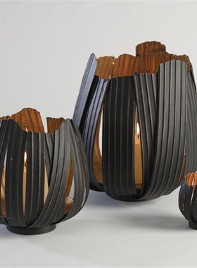 摆件办公室创意欧式铁艺叶子蜡烛台小摆件酒店客厅创意摆件工艺品