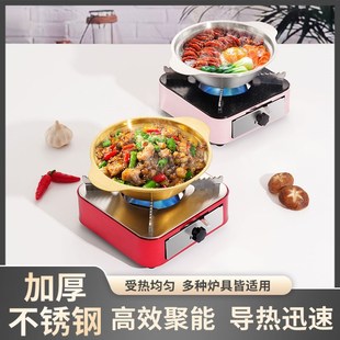 不锈钢韩式干锅海鲜锅加热煲仔锅带盖料理锅双耳鸡公煲金色小锅仔