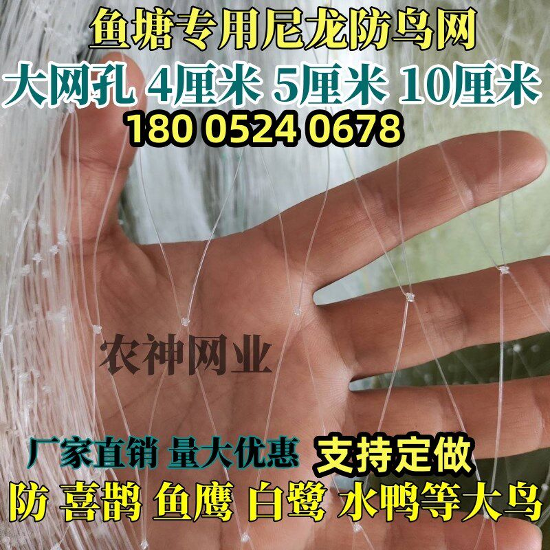 鱼塘尼龙防鸟网4厘米5厘米网眼10公分孔池塘泥鳅青蛙龙虾养殖天网