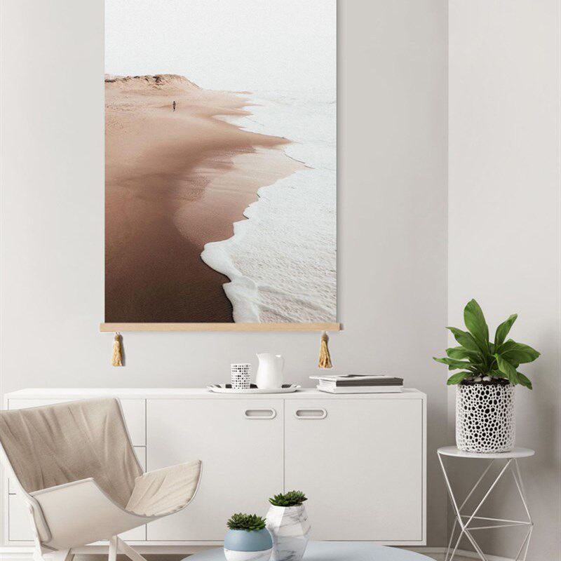 侘寂风客厅装饰画天海沙滩玄关沙发背景大尺寸挂画奶油风书房挂画