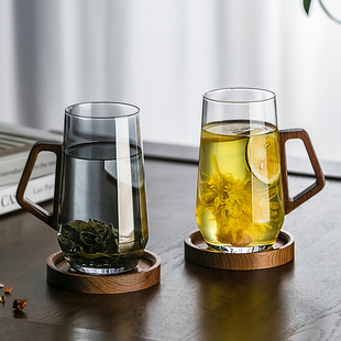 高档茶杯玻璃杯家用泡绿茶专用男士带把水杯办公室绿茶杯水晶杯子