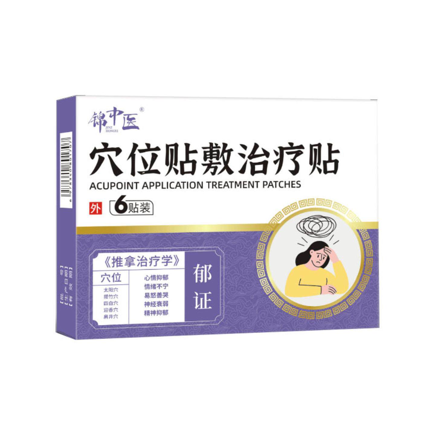 心情郁闷情绪不宁神经衰弱锦中医穴位贴敷适用贴郁证AB面