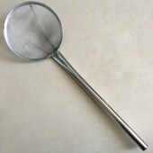 把长40cm商用漏勺家用长柄过滤网捞勺笊篱头直径19.5不锈钢照例捞