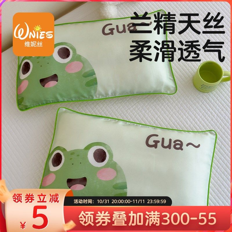 a类新款卡通天丝儿童枕套一对装冰丝乳胶宝宝枕头套夏季小号35x55