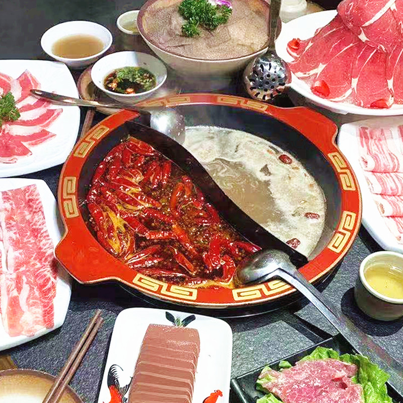 商用火锅盆鸳鸯子母汤锅珐琅釉不粘锅 电磁炉气灶通用 干锅鱼火锅